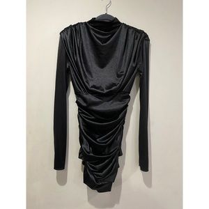 Black ruched mini dress
